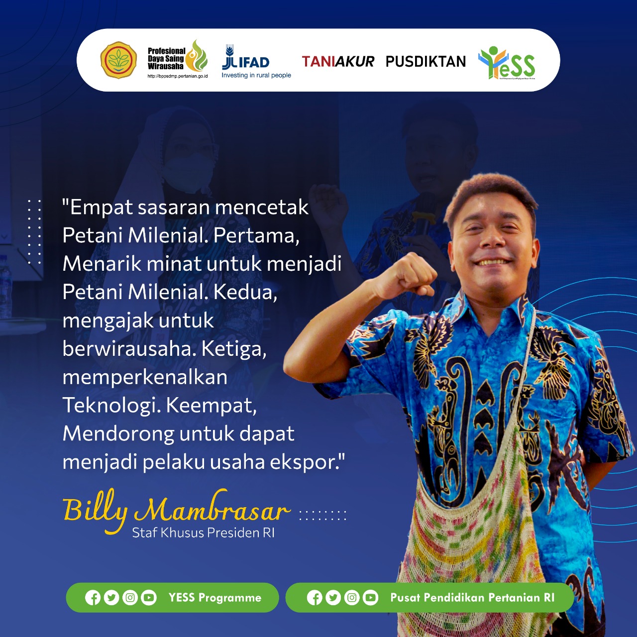 Galeri - Infografis, Empat Sasaran dalam Mencetak Petani Millenial , billymambrasar,stafkhususpresiden,IFAD,petanimillenial