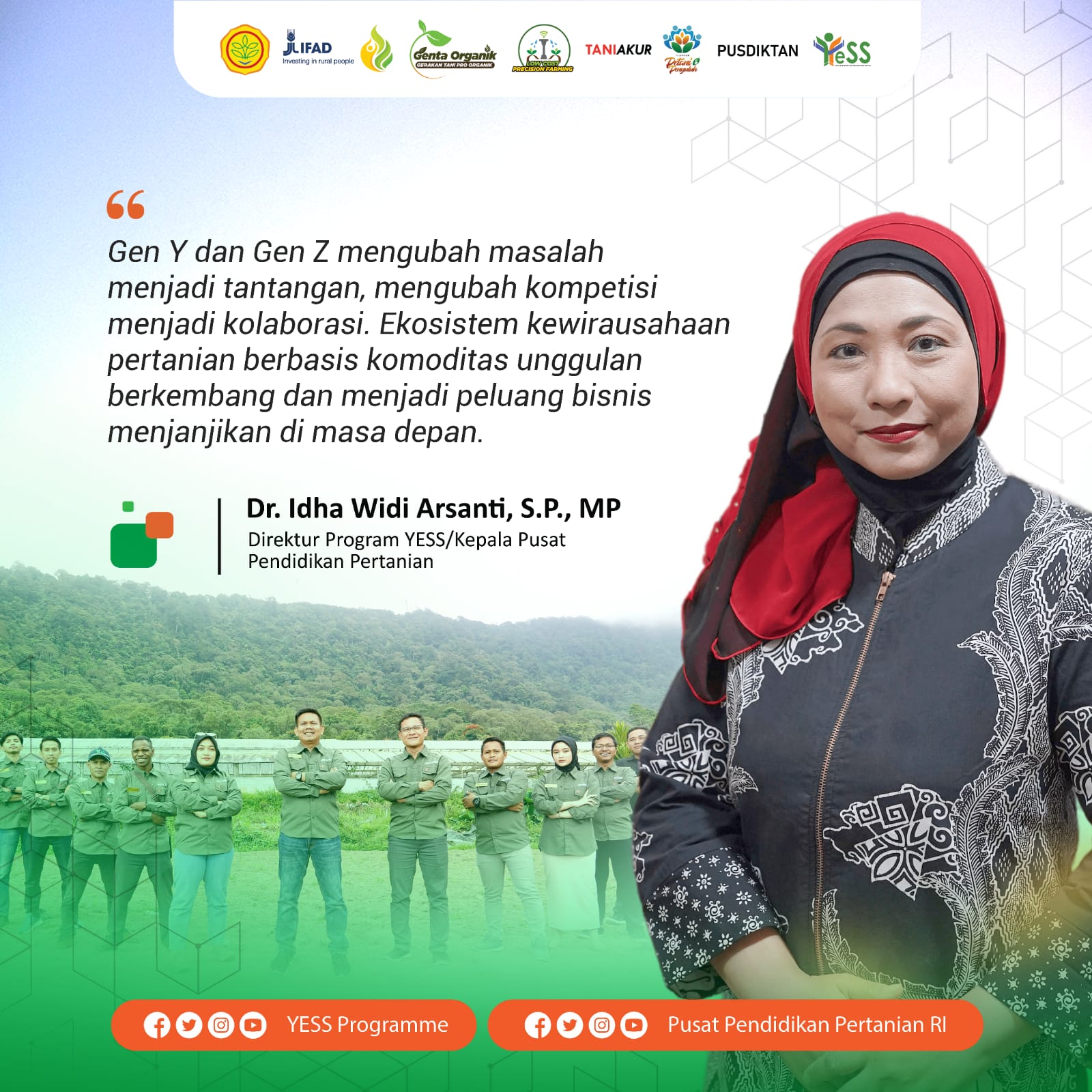 Galeri - Infografis, Direktur Program YESS/Kepala Pusat Pendidikan Pertanian, Petani milenial,Program YESS,pusdiktan
