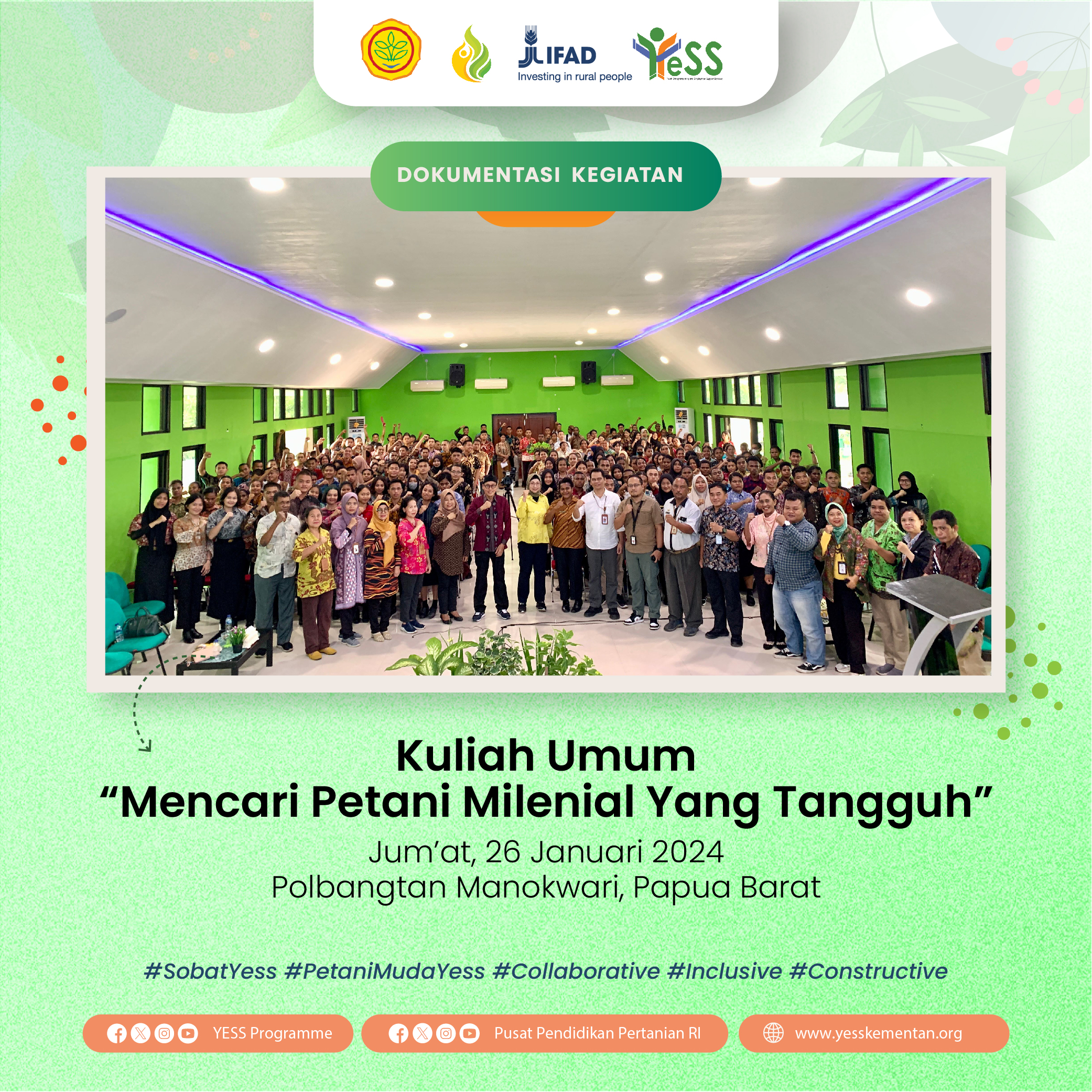 Galeri - Foto, Kuliah Umum - Foto 1, Sobat YESS,petani muda yess,YESS Programme,KementerianPertanian