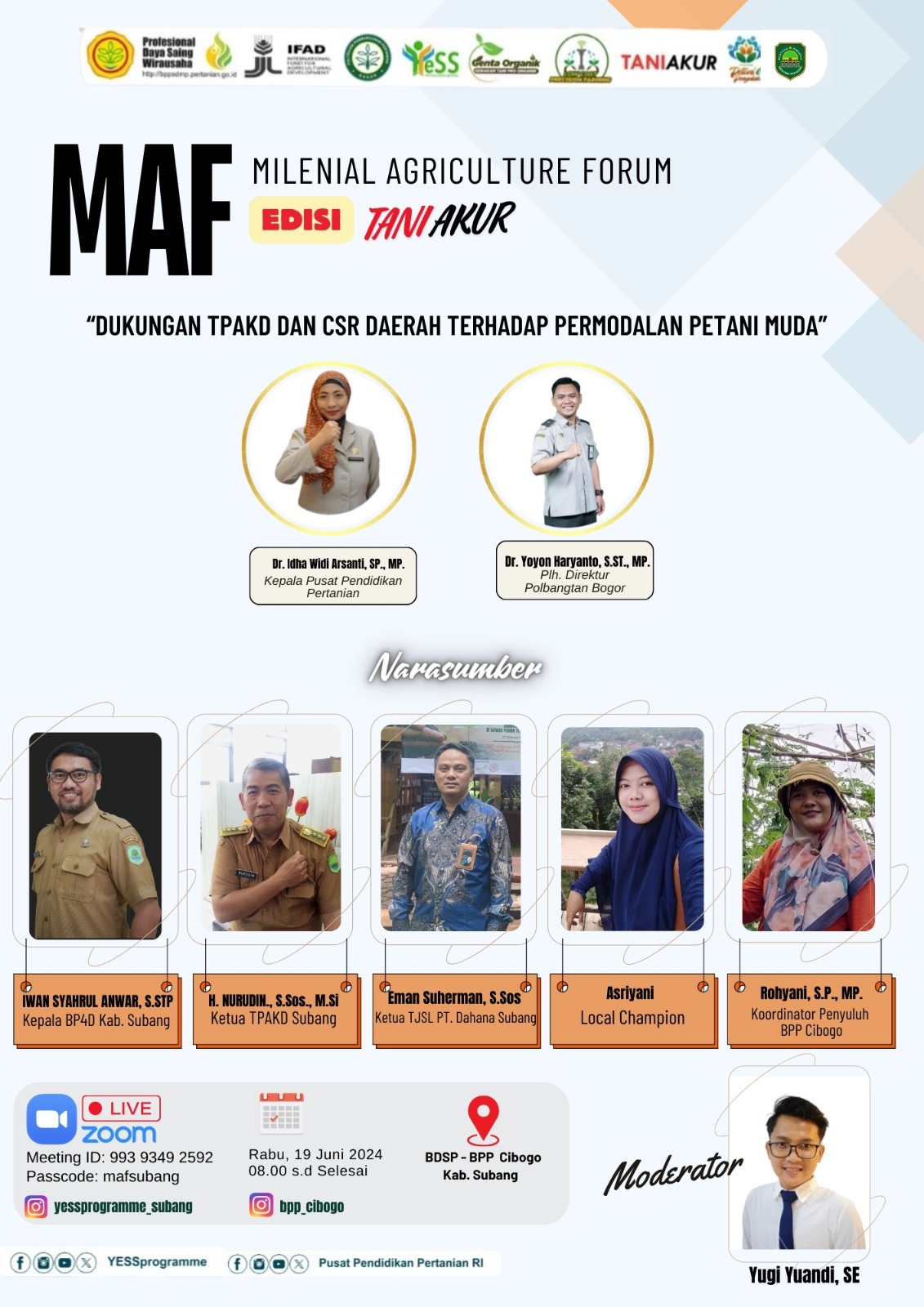 Galeri - Infografis, Millenial Agriculture Forum (MAF) - Edisi Tani Akur "Dukungan TPAKD dan CSR Daerah Terhadap Permodalan Petani Muda", MAF