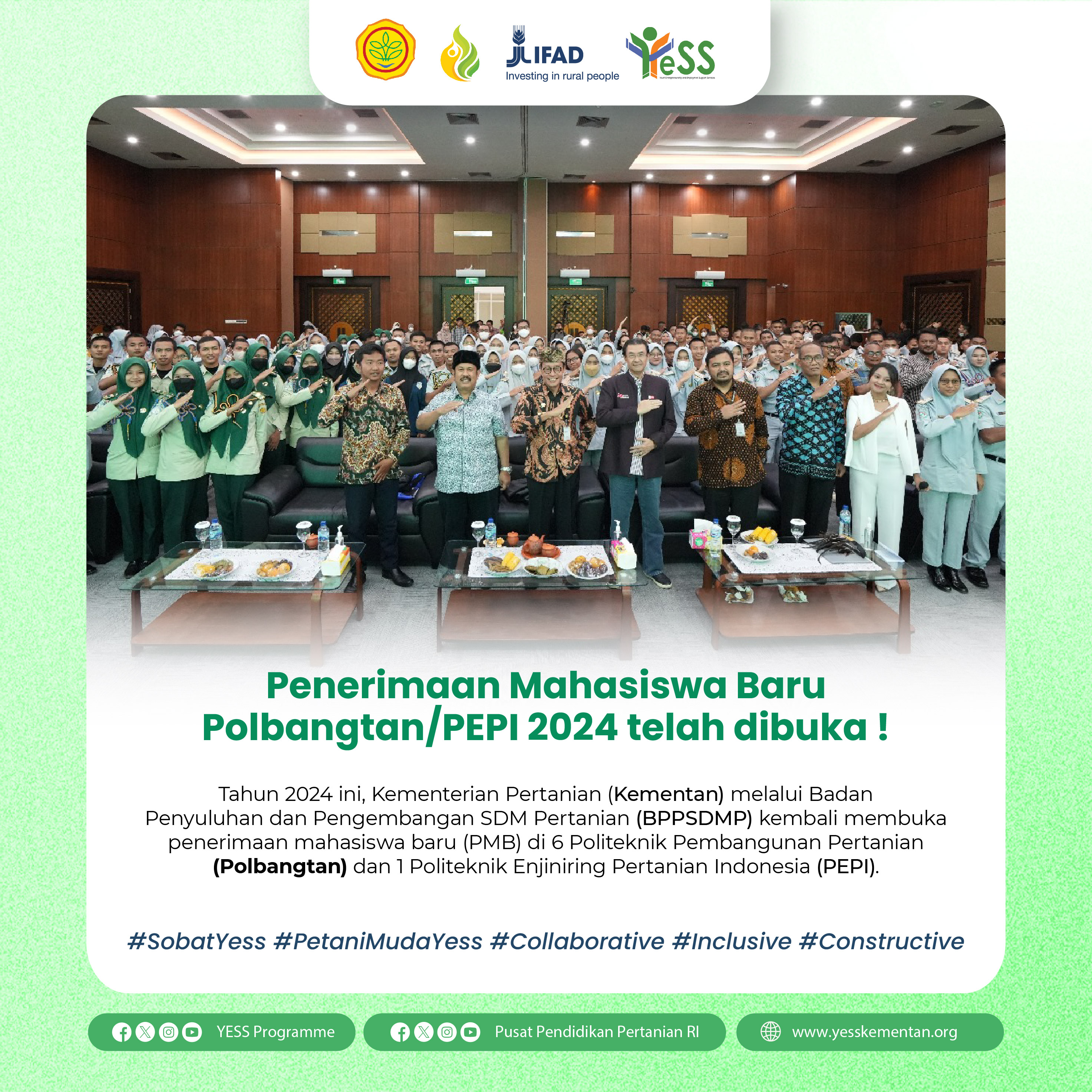 Galeri - Foto, Penerimaan Mahasiswa Baru , Sobat YESS,petani muda yess,YESS Programme,KementerianPertanian,PEPI