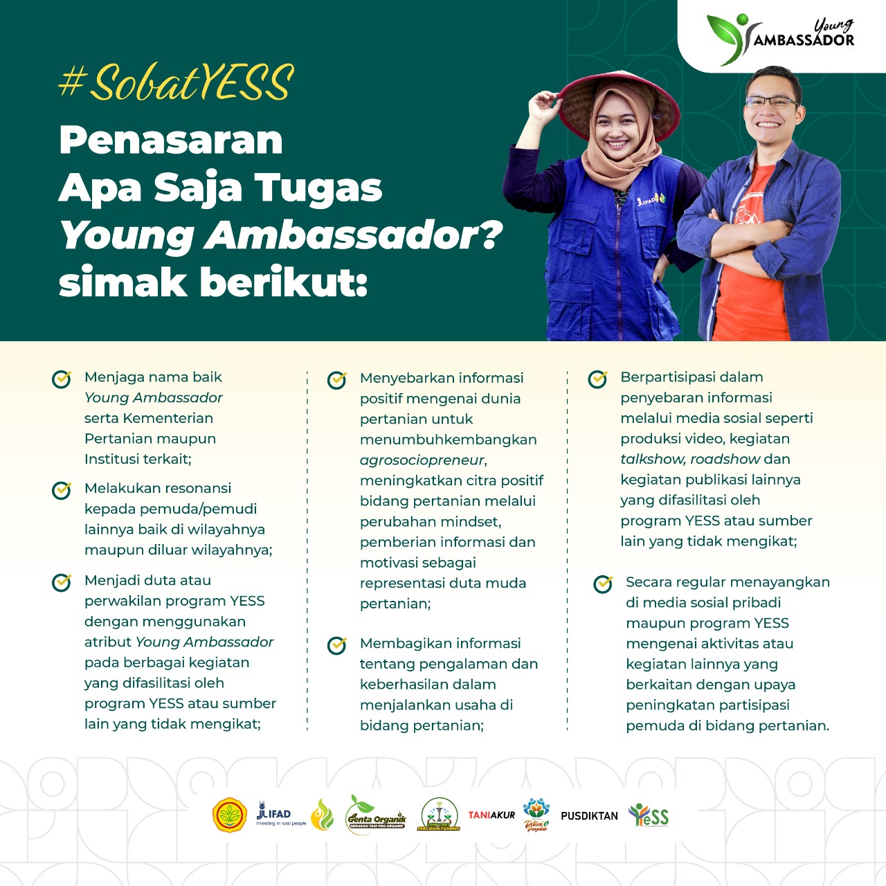 Galeri - Infografis, Penasaran dengan tugas Young Ambassador Agriculture??? Simak Berikut!, Young Ambassador 2023,Program YESS,young ambassador