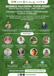 Galeri - Infografis, Millenial Agriculture Forum (MAF) Edisi Tani Akur "Dukungan Lembaga Keuangan dalam Ekosistem Pertanian di Pedesaan", Millenial Agriculture Forum,MAF,Tani Akur,2024,YESS Programme,Kementan